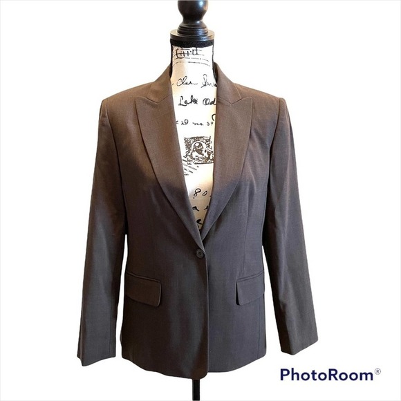 Talbots Blazer Jacket Brown Size 8 Petite Stretch business office Wool Blend - Picture 1 of 9